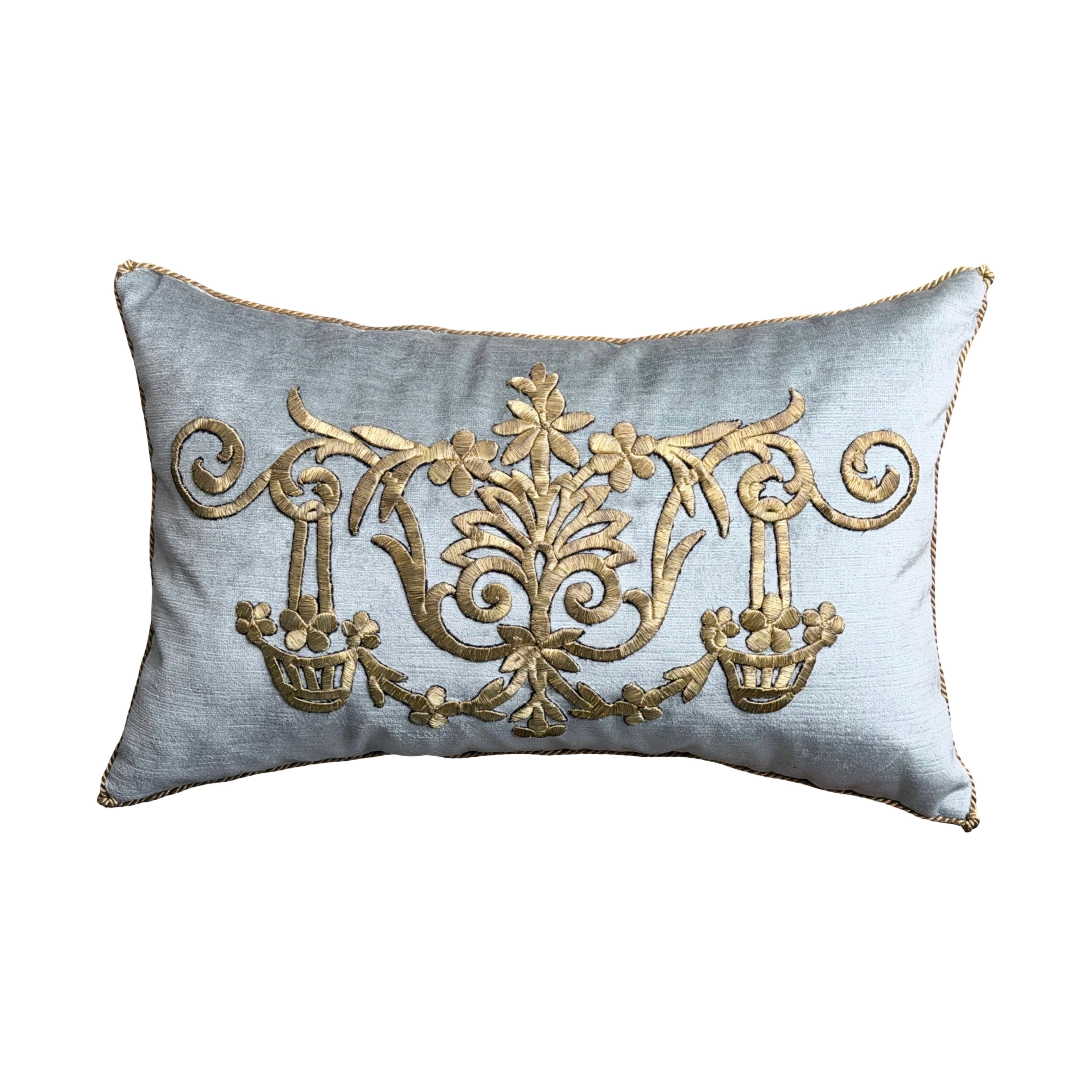 Antique Ottoman Empire Raised Gold Metallic Embroidery (#E070925A&B | 12" x 19") New Pillows B. Viz Design 