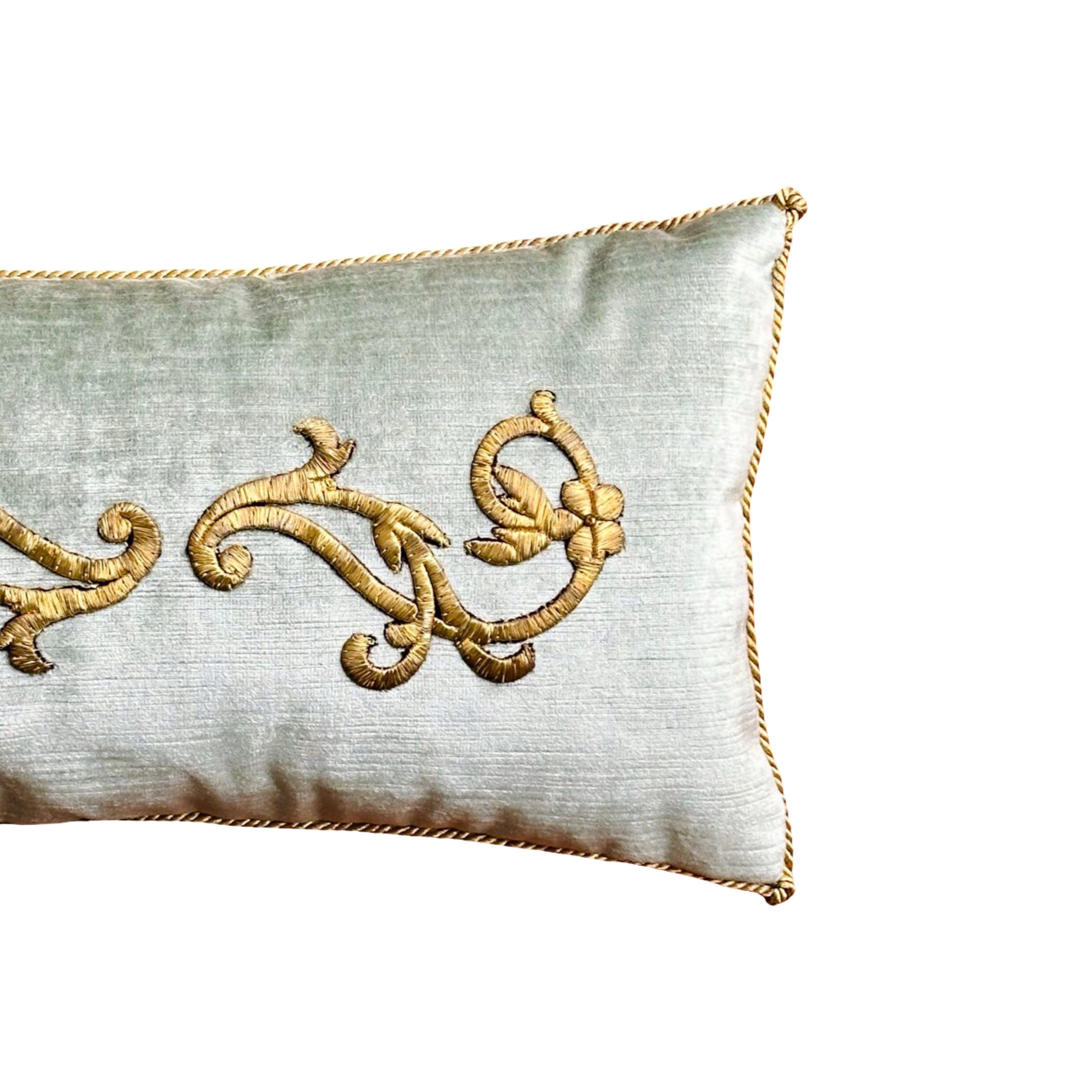 Antique Ottoman Empire Raised Gold Metallic Embroidery (#E071225 | 9 x 16") New Pillows B. Viz Design 