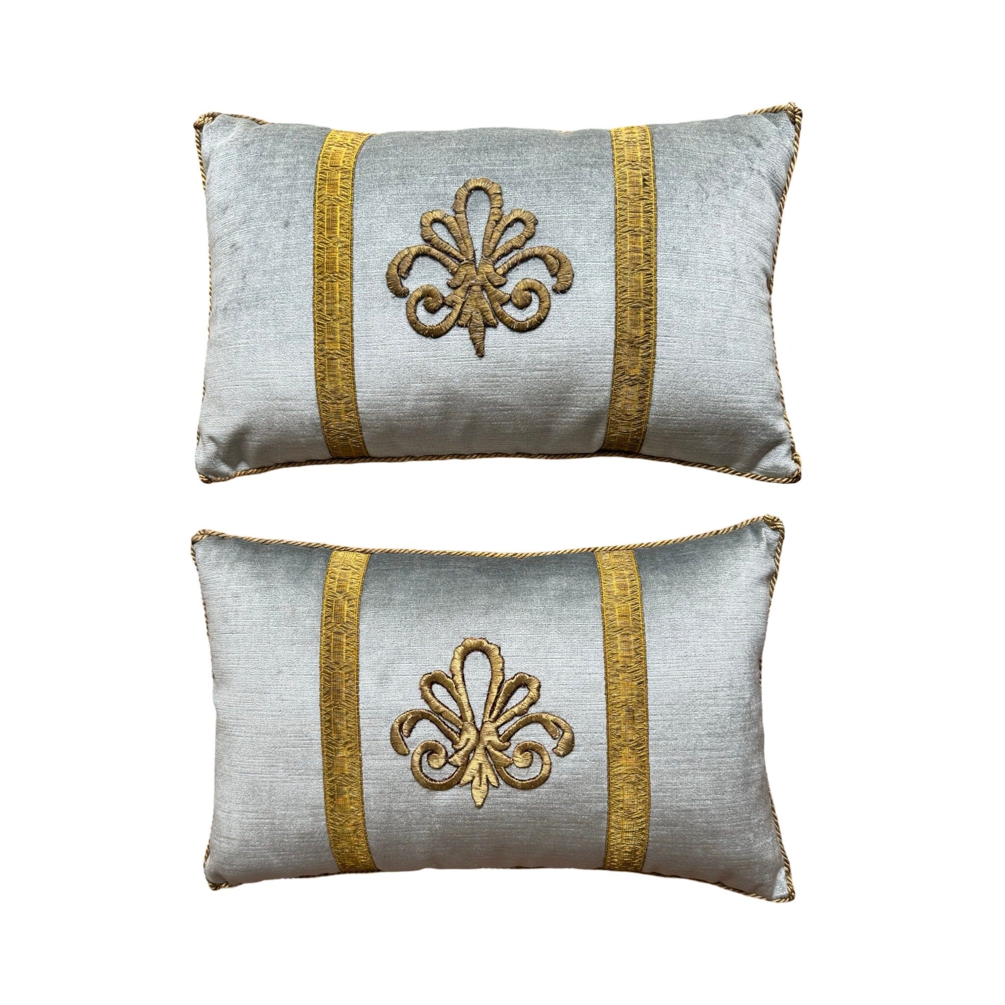 Antique Ottoman Empire Raised Gold Metallic Embroidery (#E082624A&B | 10 x 16") New Pillows B. Viz Design 