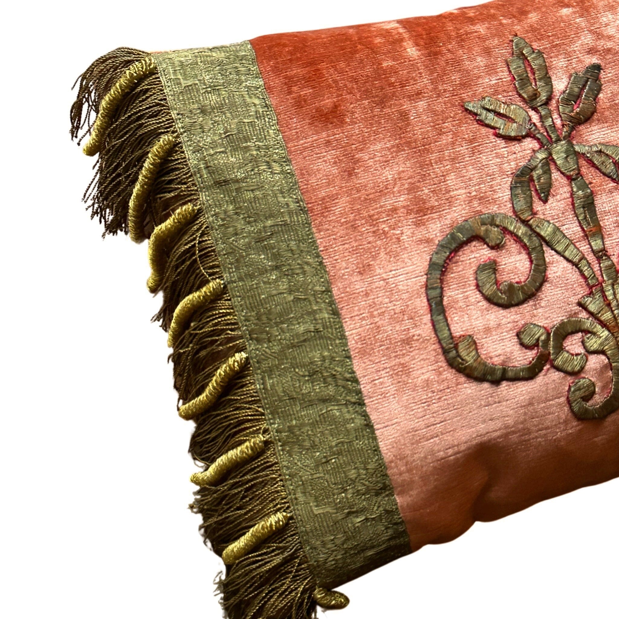 Antique Ottoman Empire Raised Gold Metallic Embroidery (#E110923 | 12 x 16") New Pillows B. Viz Design 