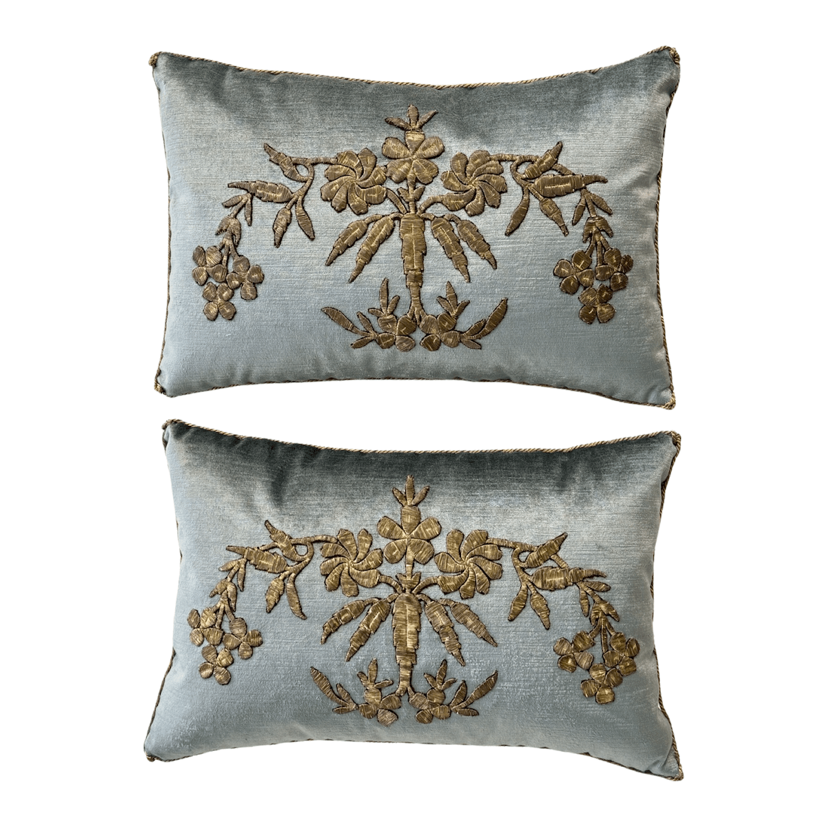 Antique Ottoman Empire Raised Gold Metallic Embroidery (#E121923A&B | 13 x 19 1/2") New Pillows B. Viz Design 