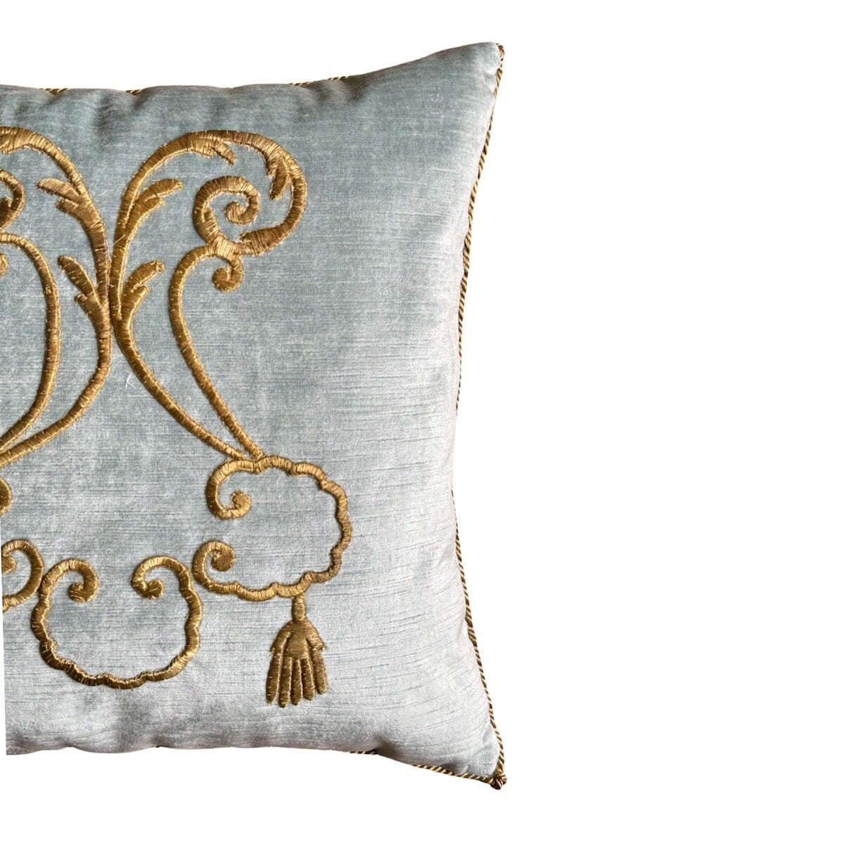 Antique Ottoman Empire Raised Gold Metallic Embroidery (#E131423A&B | 17 x 17