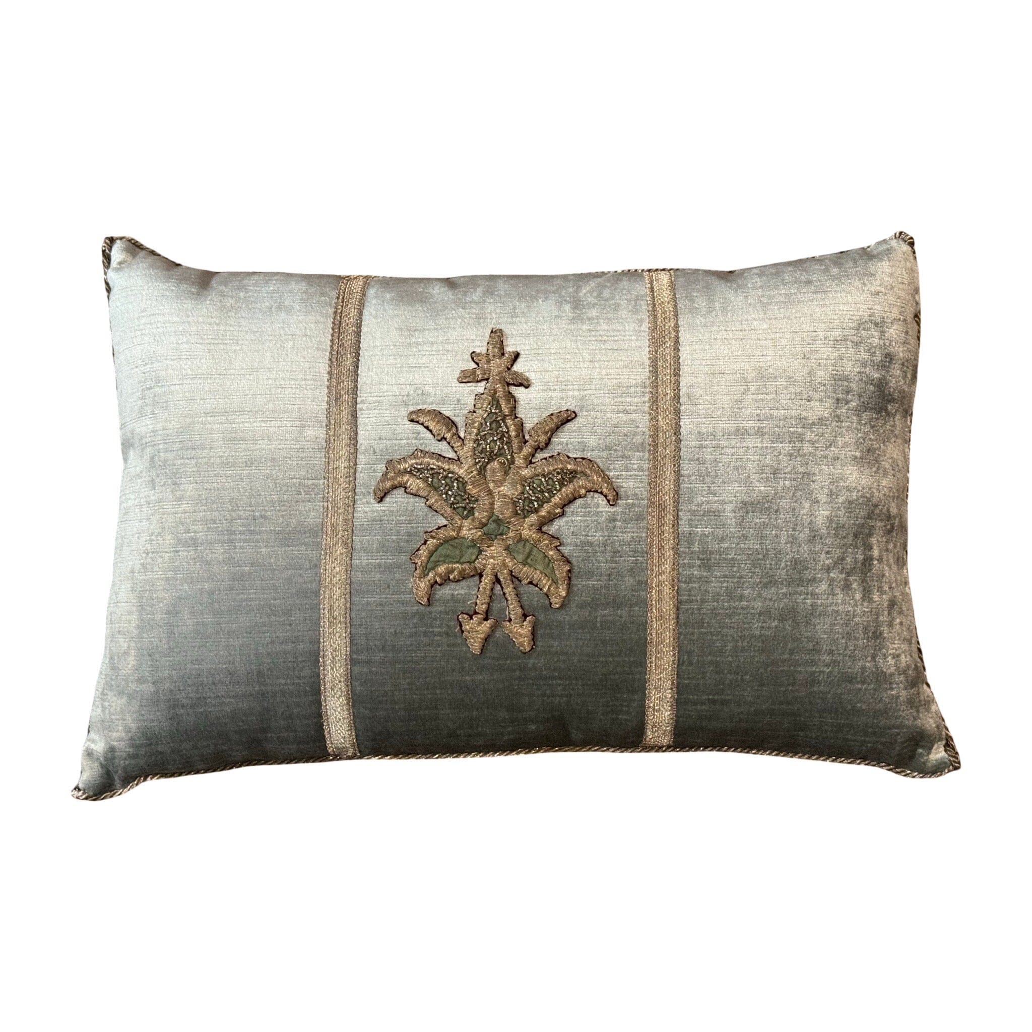 Antique Ottoman Empire Raised Gold Metallic Embroidery on Cape Velvet (#E050926 | 12 x 18") New Pillows B. Viz Design 