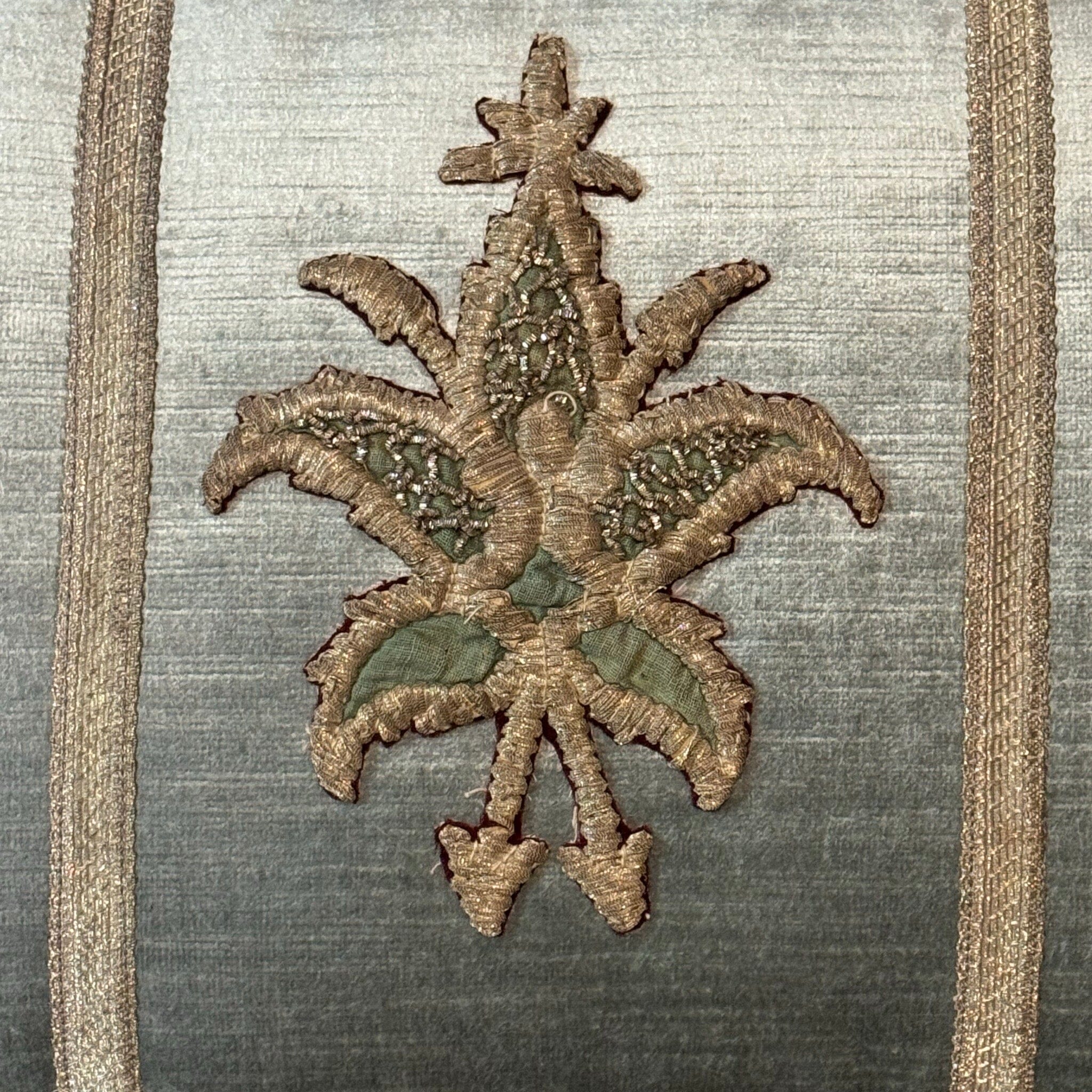 Antique Ottoman Empire Raised Gold Metallic Embroidery on Cape Velvet (#E050926 | 12 x 18") New Pillows B. Viz Design 