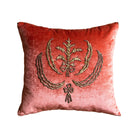 Antique Ottoman Empire Raised Gold Metallic Embroidery on Coral Velvet (#E101024 | 19 X 20") Pillow B. Viz Design 