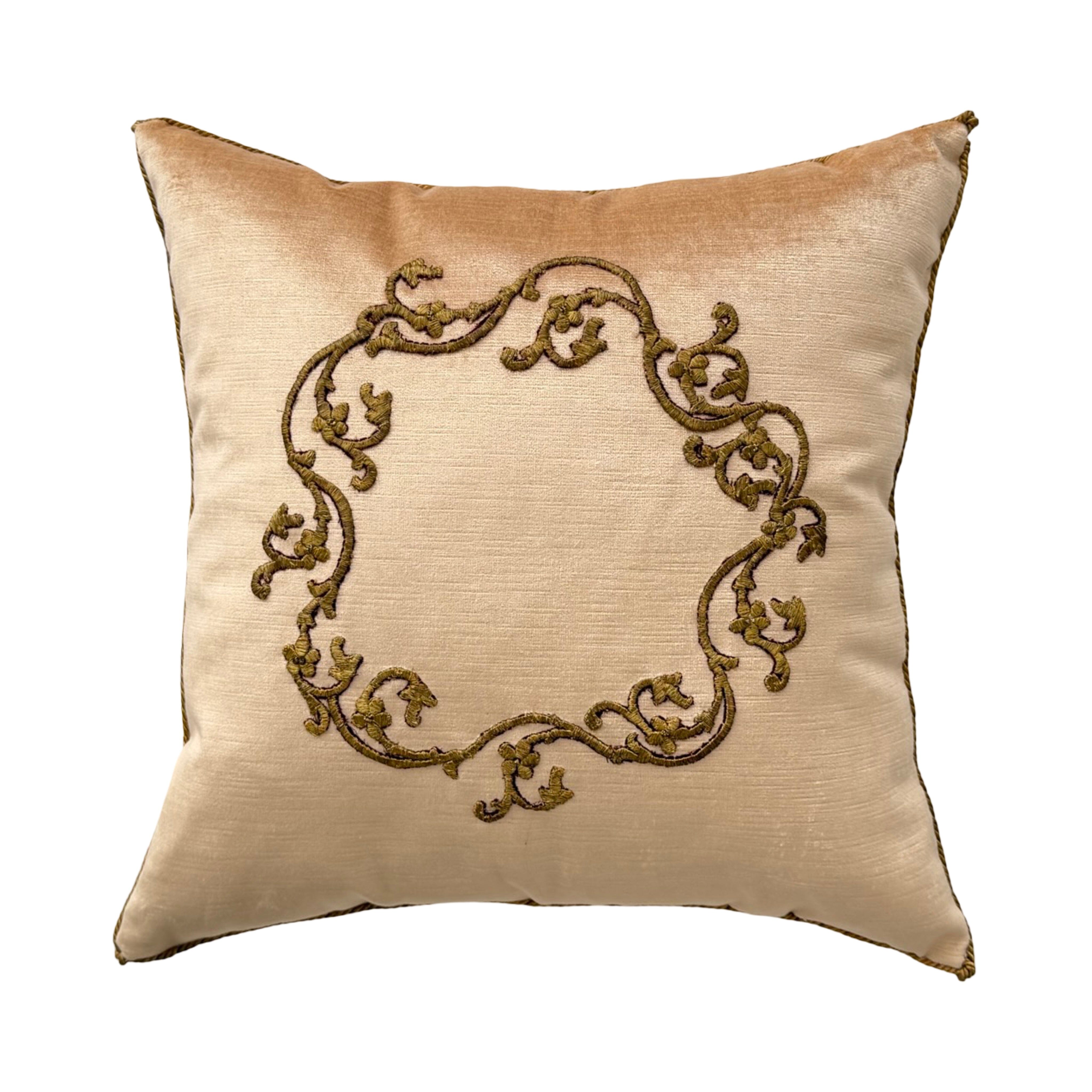 Antique Ottoman Empire Raised Metallic Embroidery (#E041826A&B | 18 x 18") New Pillows B. Viz Design 