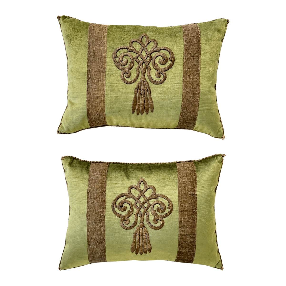 Antique Ottoman Empire Raised Metallic Embroidery (#E092023A&B | 13 x 18") New Pillows B. Viz Design 