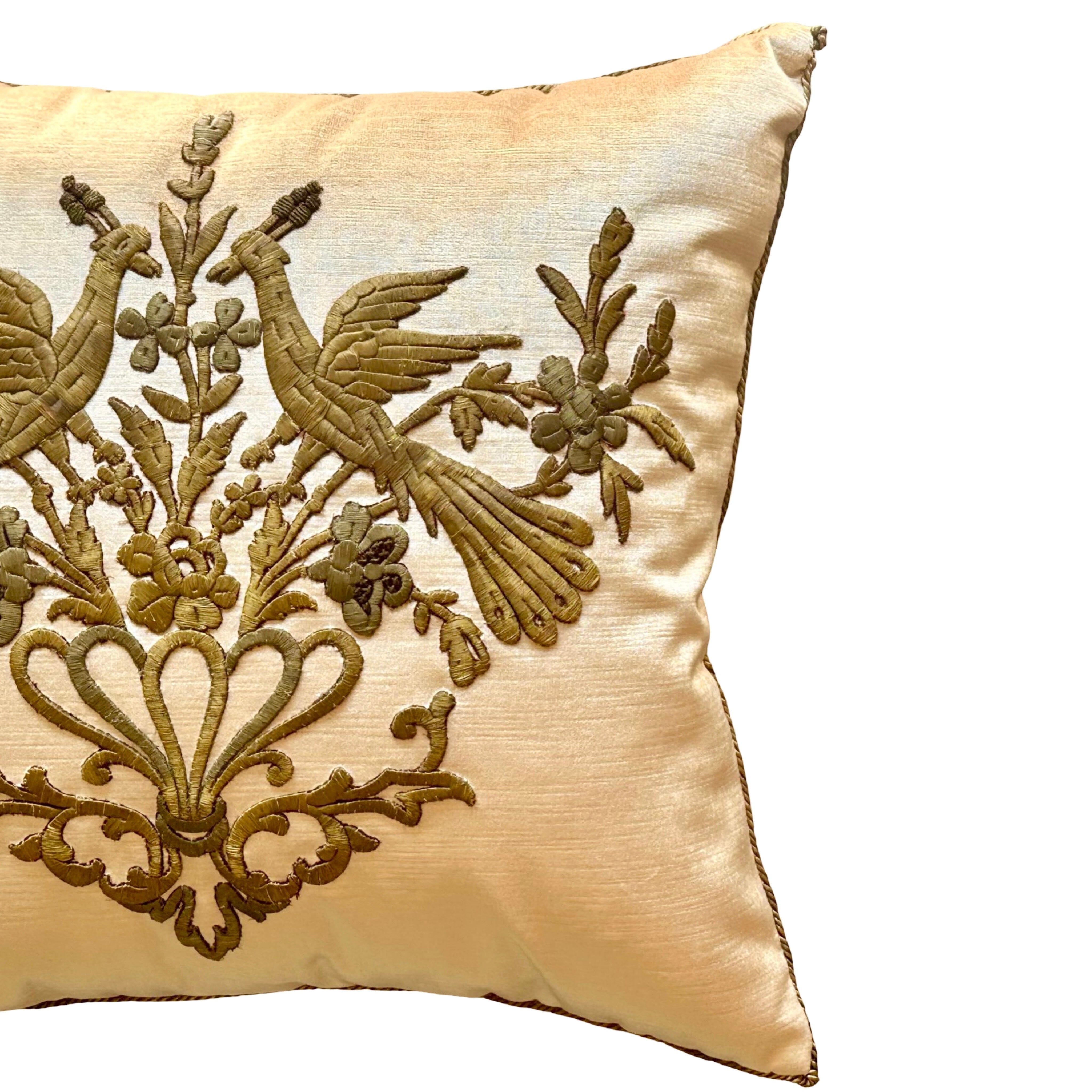 Antique Ottoman Empire Raised Metallic Gold Embroidery (#E060725A&B| 21 x 23") New Pillows B. Viz Design 