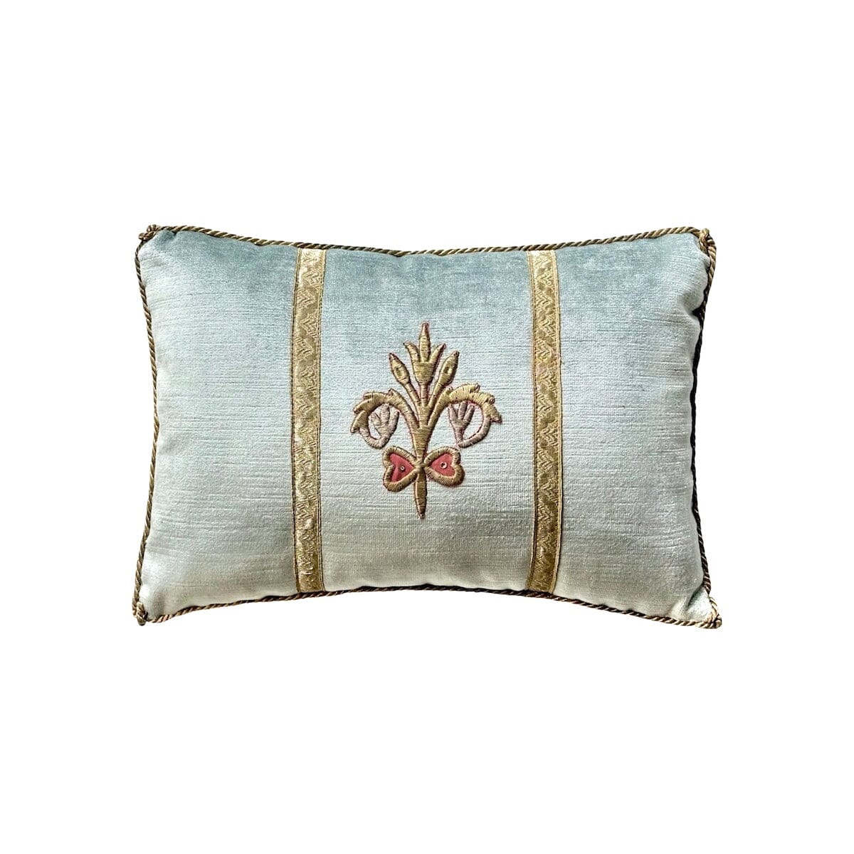 Antique Ottoman Empire Raised Silver and Gold Metallic Embroidery (#E050624A&B | 9 x 13") New Pillows B. Viz Design 