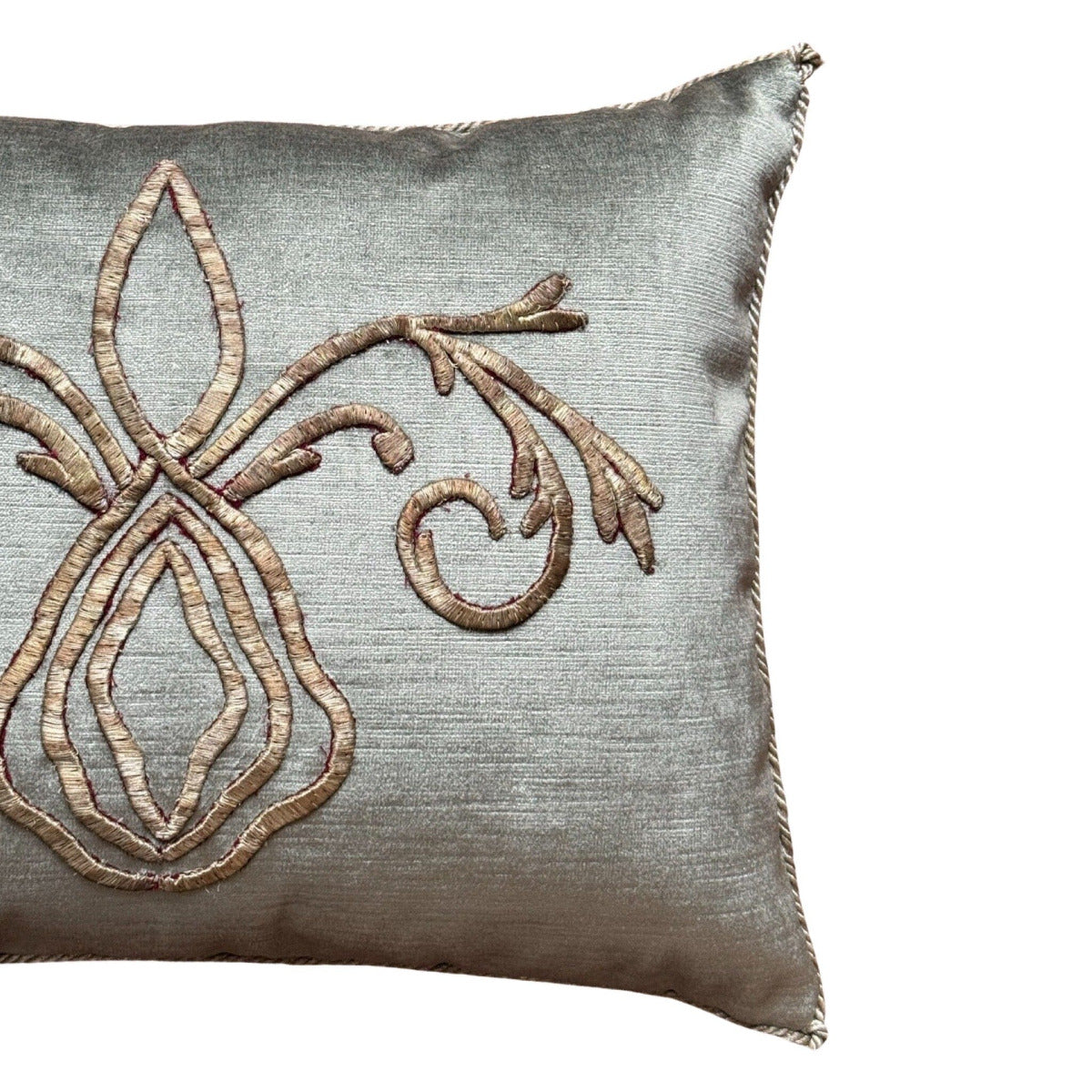 Antique Ottoman Empire Raised Silver Metallic Embroidery (#E030624 | 13 x 17