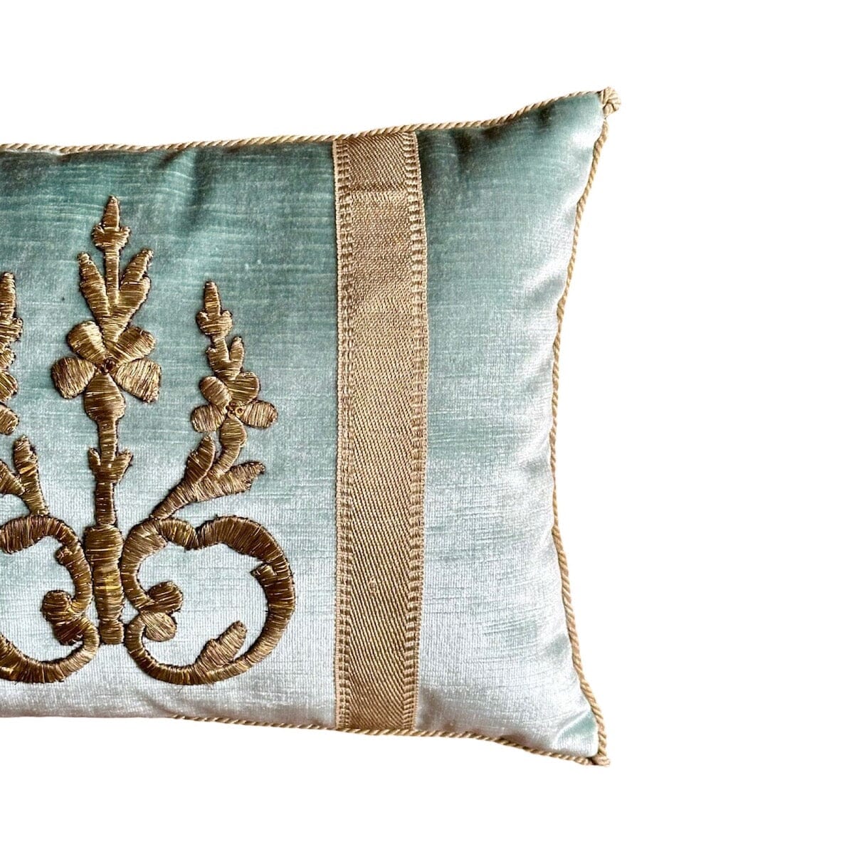 Antique Ottoman Empire Raised Silver Metallic Embroidery (#E030724A&B | 12 x 17") New Pillows B. Viz Design 