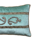 Antique Ottoman Empire Raised Silver Metallic Embroidery on Mint Velvet (#E051625 | 11 x 16") New Pillows B. Viz Design 