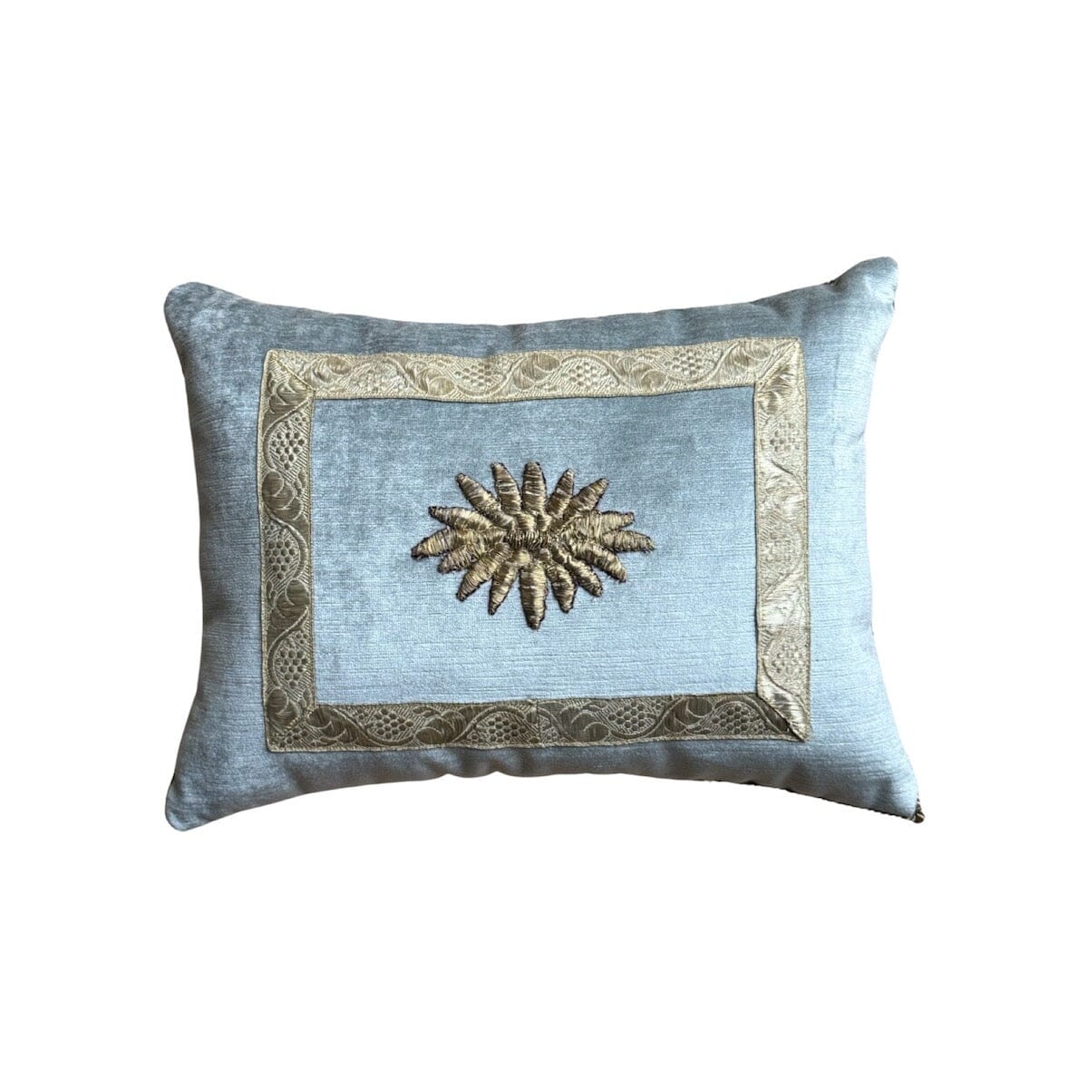 Antique Ottoman Empire Raised Silvery Gold Embroidery (#E122123 | 12 x 16") New Pillows B. Viz Design 