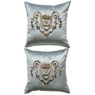 Antique Ottoman Empire Raised Warm Silvery Gold Embroidery (#E050426A&B | 20.5 x 20.5") New Pillows B. Viz Design 