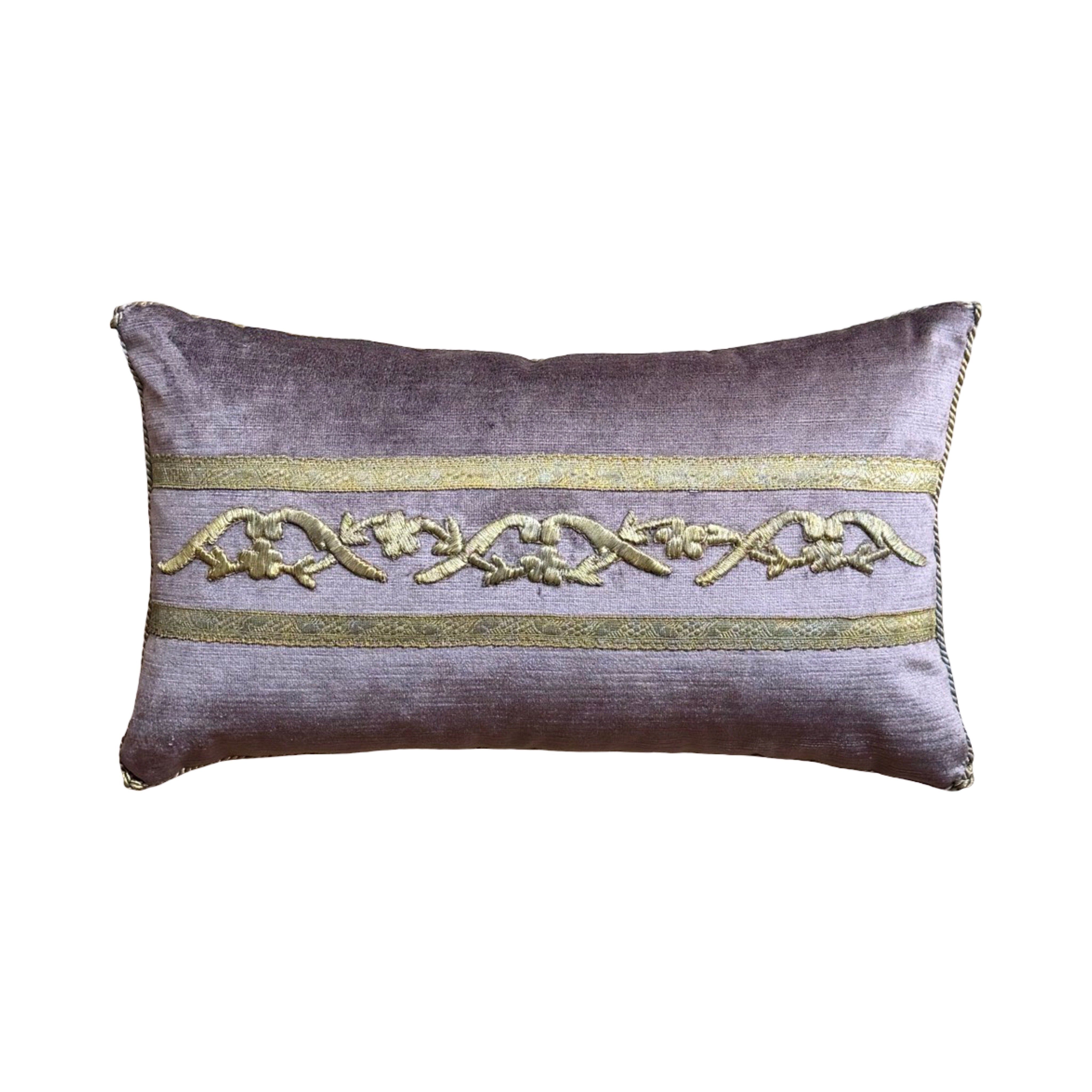 Antique Ottoman Empire Silvery Gold Metallic Embroidery (#E070425A&B | 10 x 17") New Pillows B. Viz Design 