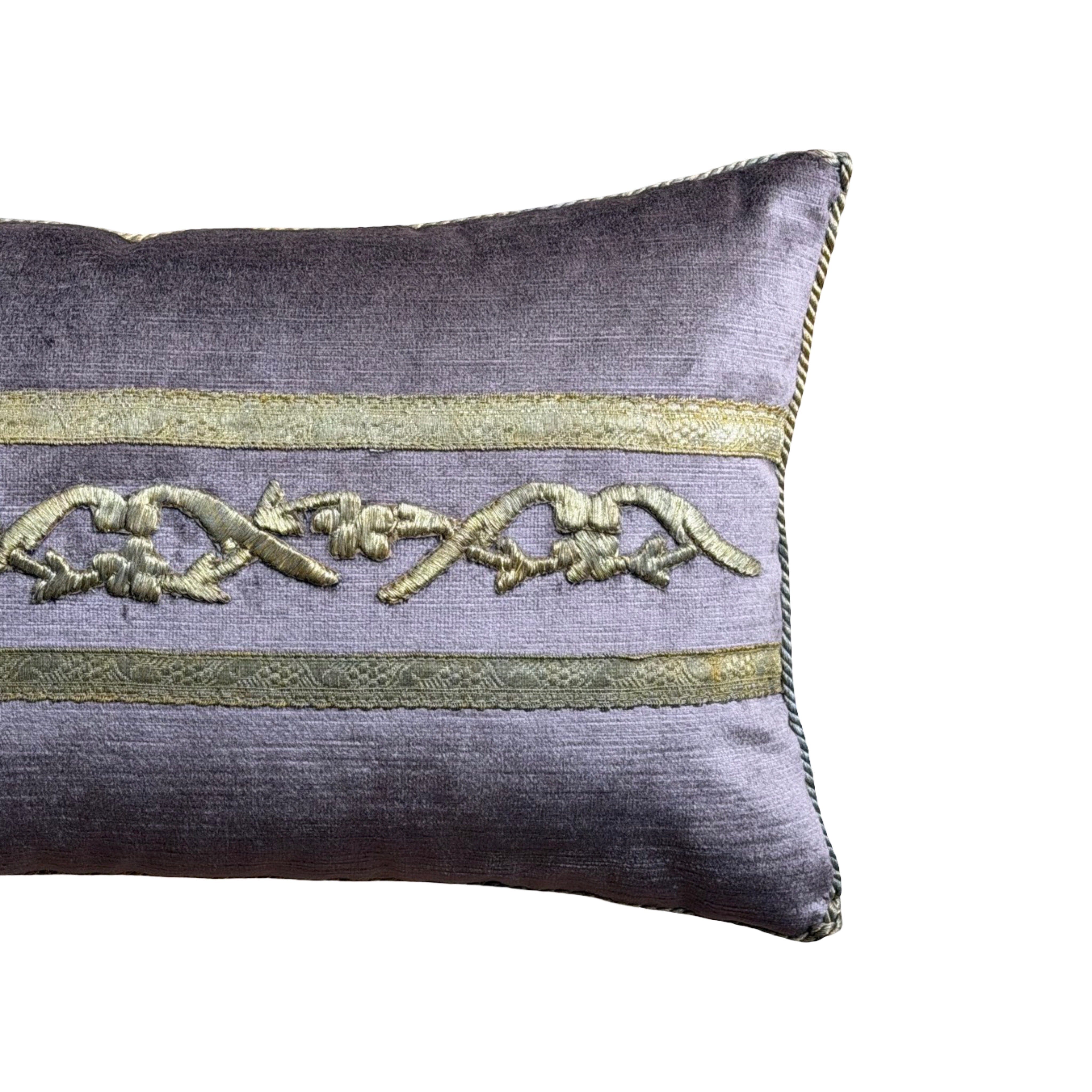 Antique Ottoman Empire Silvery Gold Metallic Embroidery (#E070425A&B | 10 x 17") New Pillows B. Viz Design 