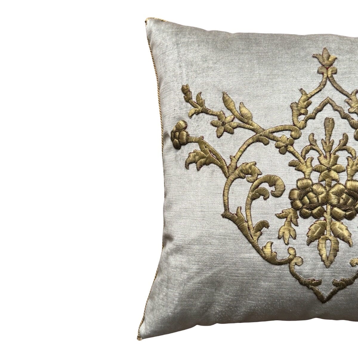 Antique Ottoman Raised Gold Metallic Embroidery (#E092323A&B | 21 x 22") New Pillows B. Viz Design 