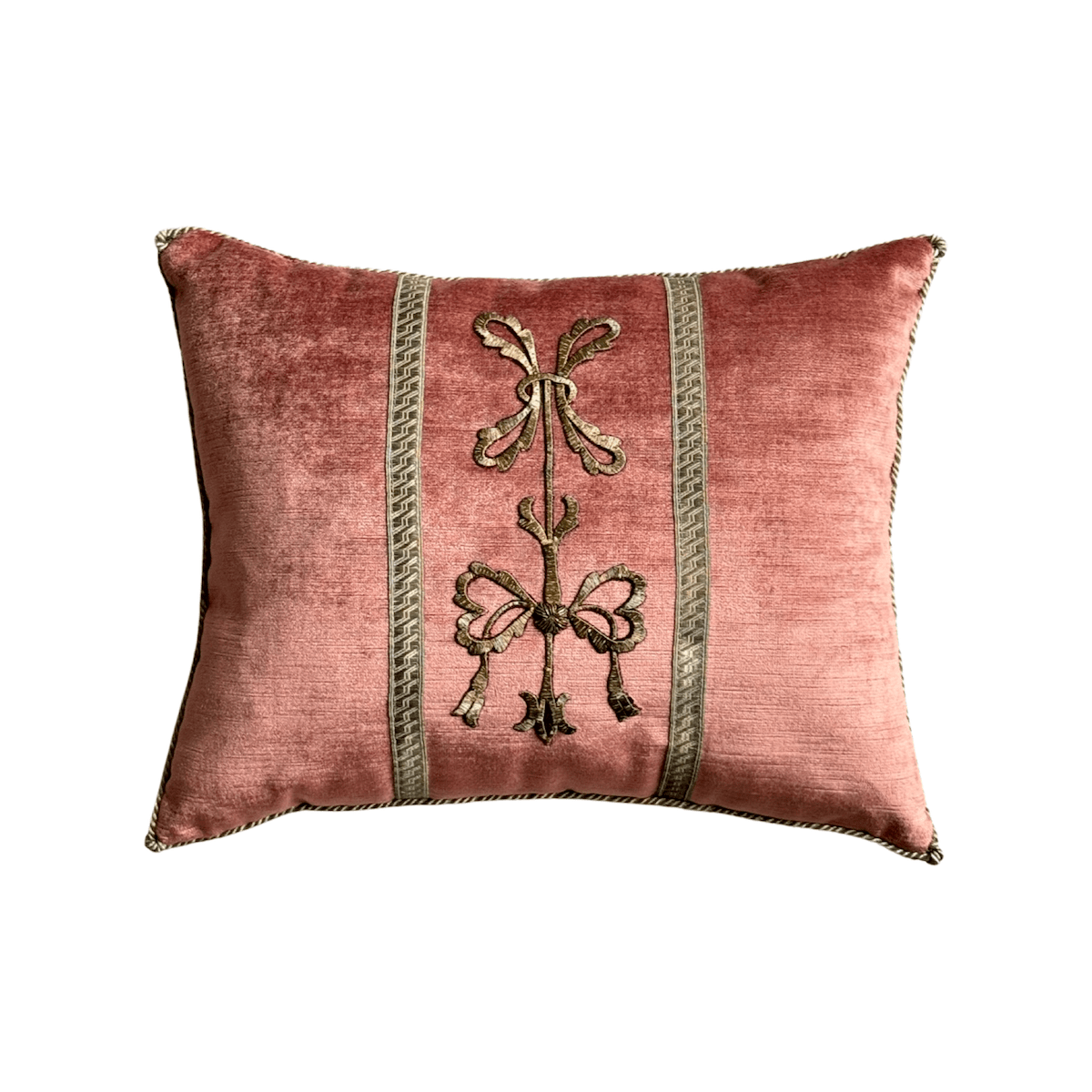 Antique Ottoman Raised Silver Metallic Embroidery (#E120523A&B | 12x 15") New Pillows B. Viz Design 