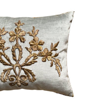 Antique Ottoman Raised Silvery Gold Metallic Embroidery (#E120423A&B | 15x 18