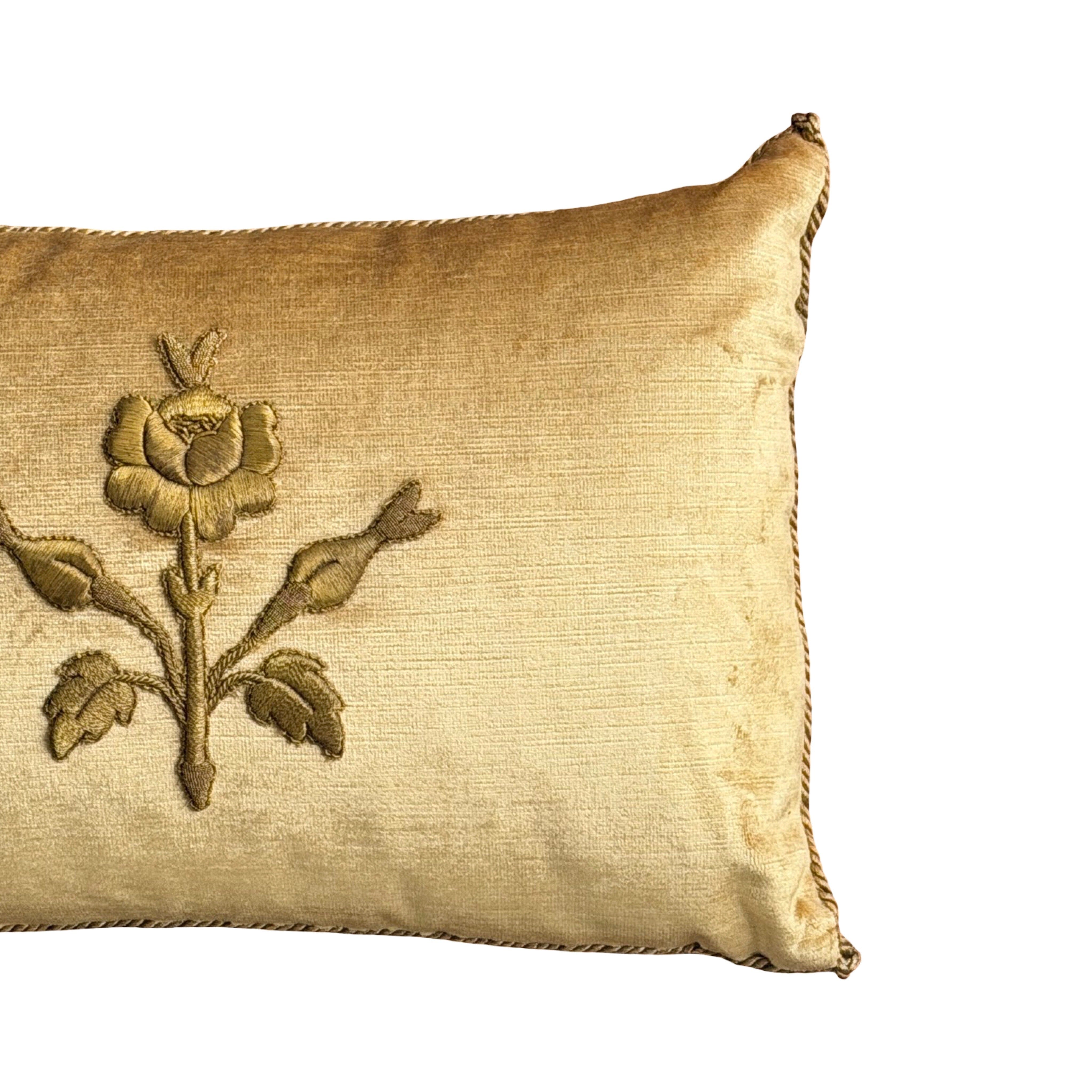 Antique Raised Gold Metallic Embroidery (#E031526A&B | 11 x 16") New Pillows B. Viz Design 