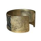 Antique South East Asian Textile Cuff on Silver Cuff ClayCut Laos 