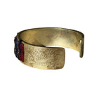 Antique South East Asian Textile Cuff on Silver Cuff ClayCut Laos 