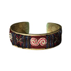 Antique South East Asian Textile Cuff on Silver Cuff ClayCut Laos Cuff E 