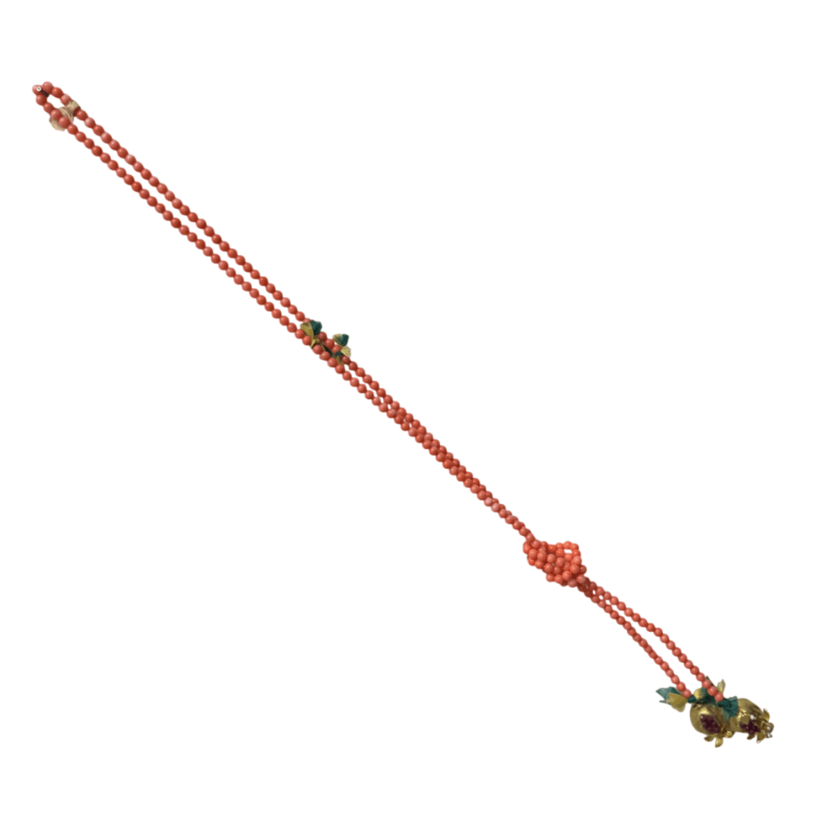 Beaded Lariat Necklace with Pomegranate Pendants Necklace Eyup Gunduz Coral Agate 