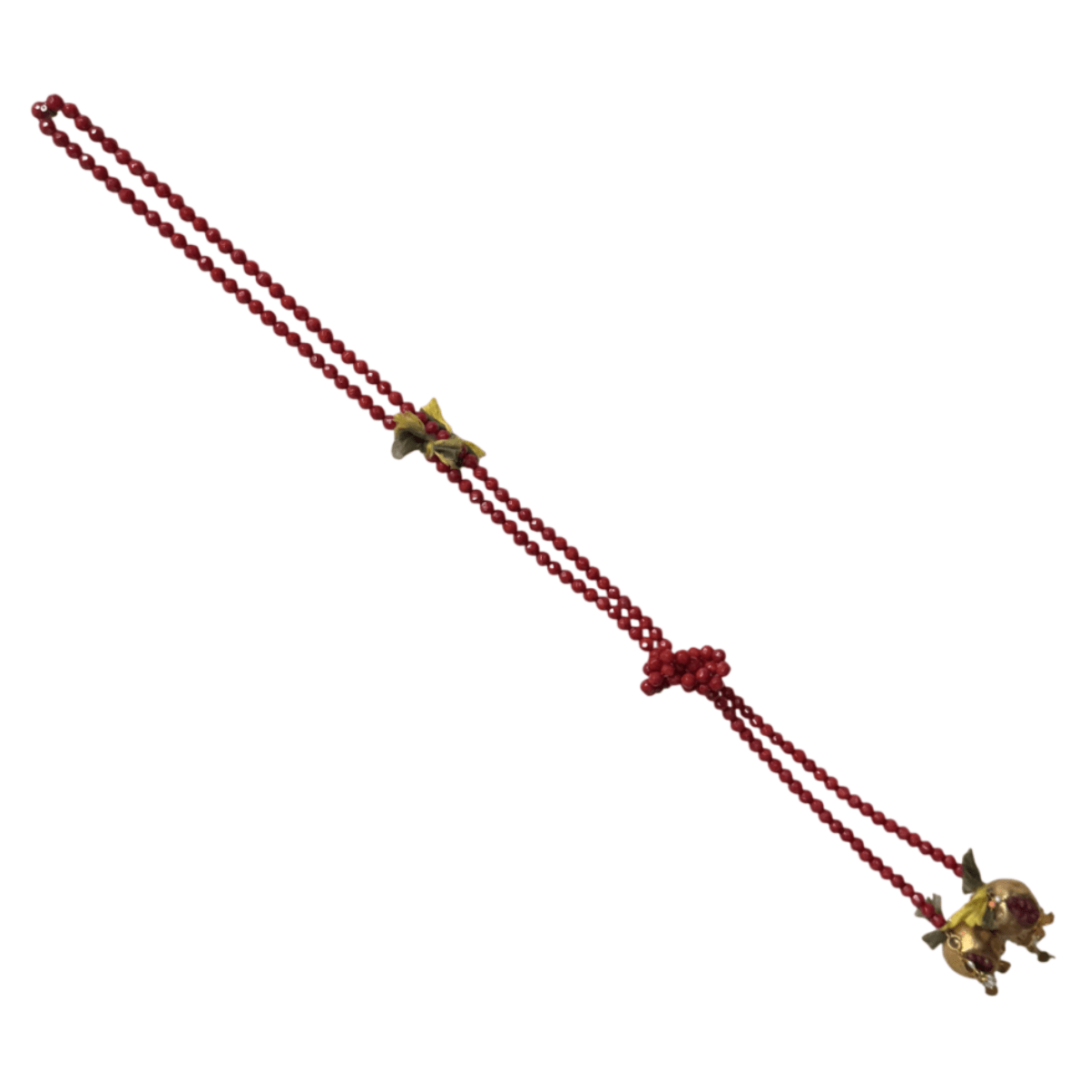 Beaded Lariat Necklace with Pomegranate Pendants Necklace Eyup Gunduz Red Agate 