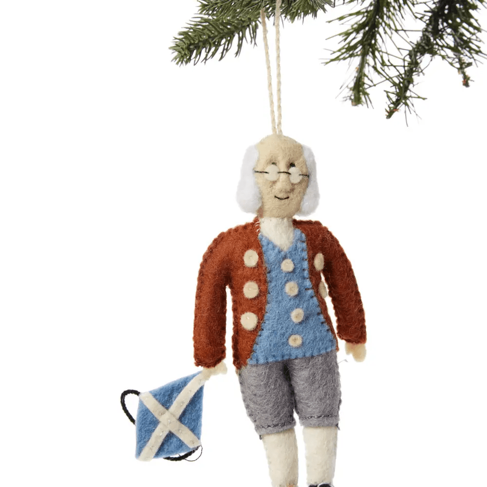 "Ben Franklin" Felt Ornament Holiday Ornaments Silk Road Bazaar 