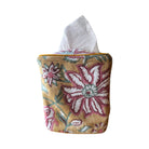 Block Printed Square Tissue Box Cover Tissue Box Cover Fabricraftindia A | Floral Mustard 