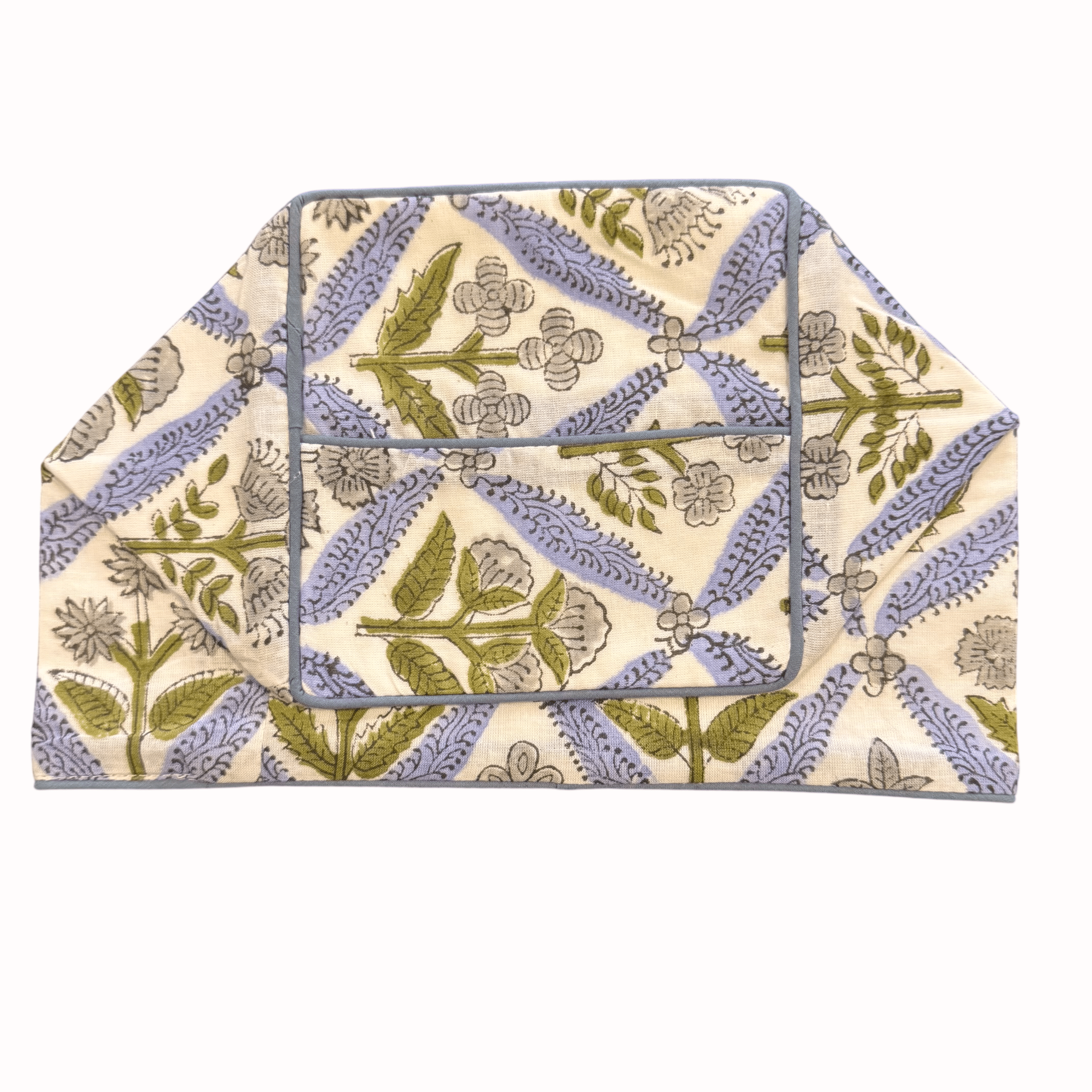 Block Printed Square Tissue Box Cover Tissue Box Cover Fabricraftindia E | Light Steel Blue 