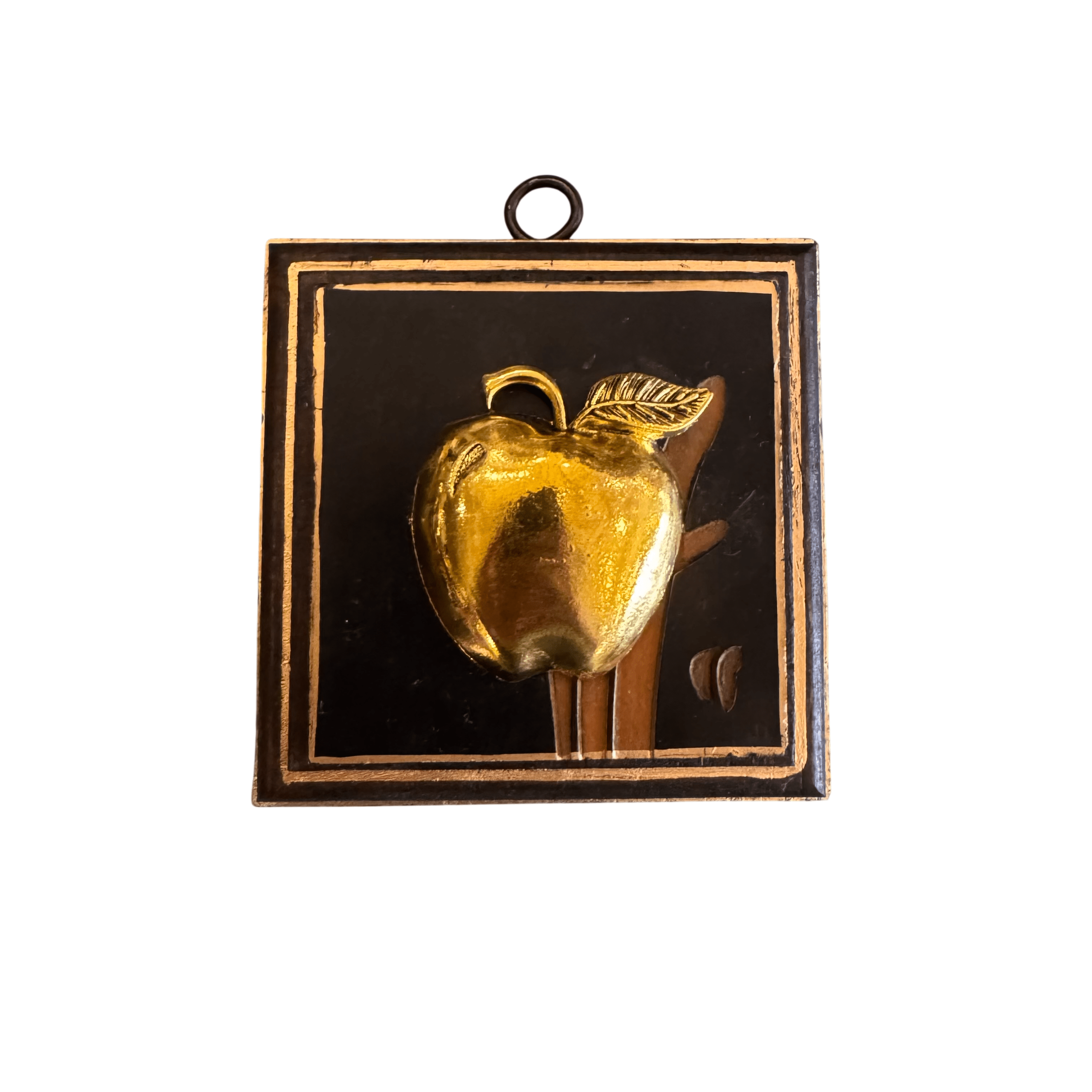 Bourbon Barrel Frame with Apple on Coromandel (#10578 | 4" x 1") Objet d'Art Museum Bees 