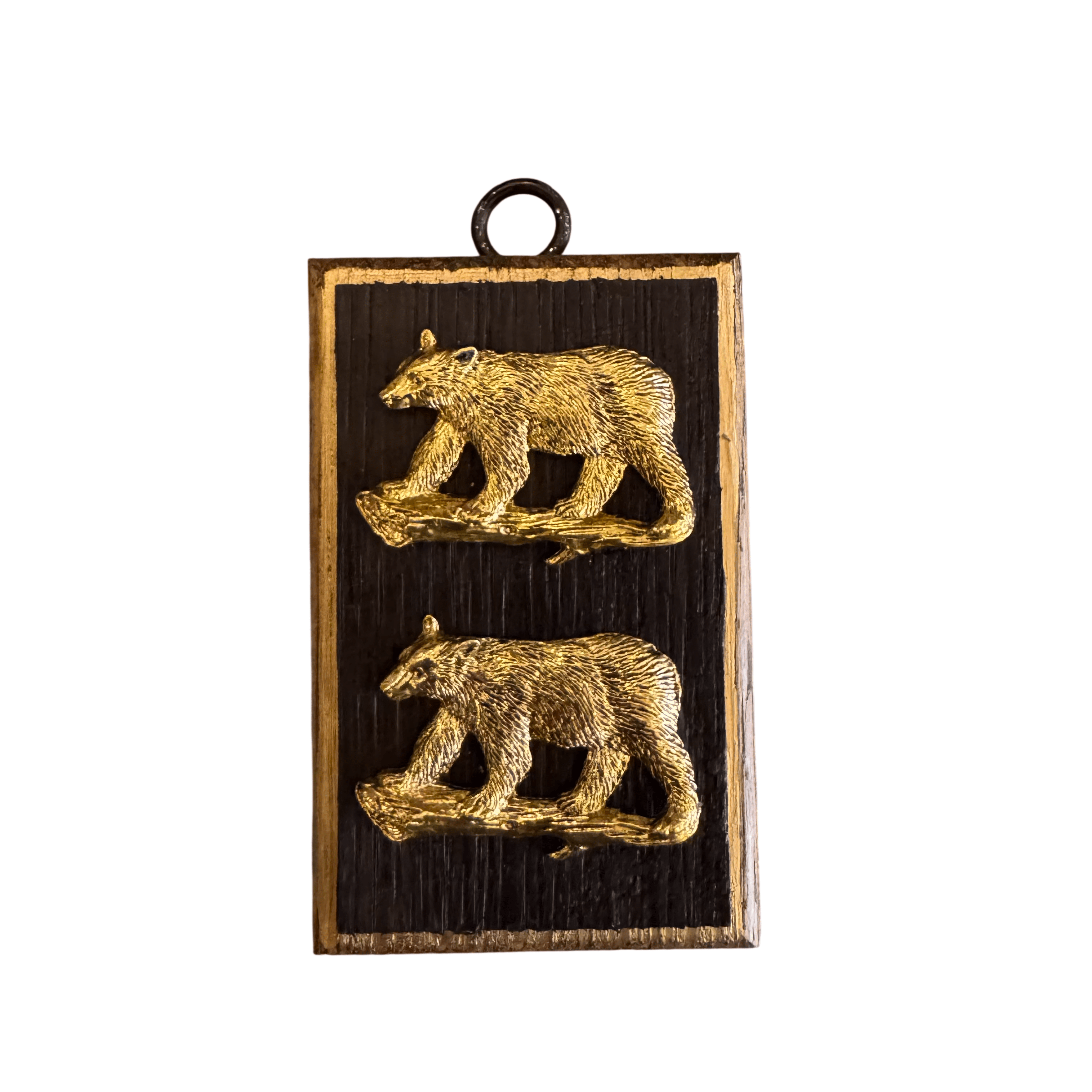 Bourbon Barrel Frame with Twin Bears (#10576 | 3 3/4 x 2 3/4 x 1") Objet d'Art Museum Bees 