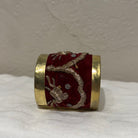 Brass Cuff Made with Antique Ottoman Empire Embroidery | Assorted Bracelet Eyup Gunduz Cuff A | Red and Gold 