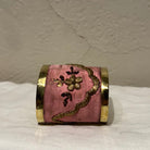 Brass Cuff Made with Antique Ottoman Empire Embroidery | Assorted Bracelet Eyup Gunduz Cuff G | Pink and Gold 
