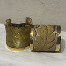 Brass Cuffs Made with Antique Ecclesiastic Vestment Material Bracelet Eyup Gunduz 