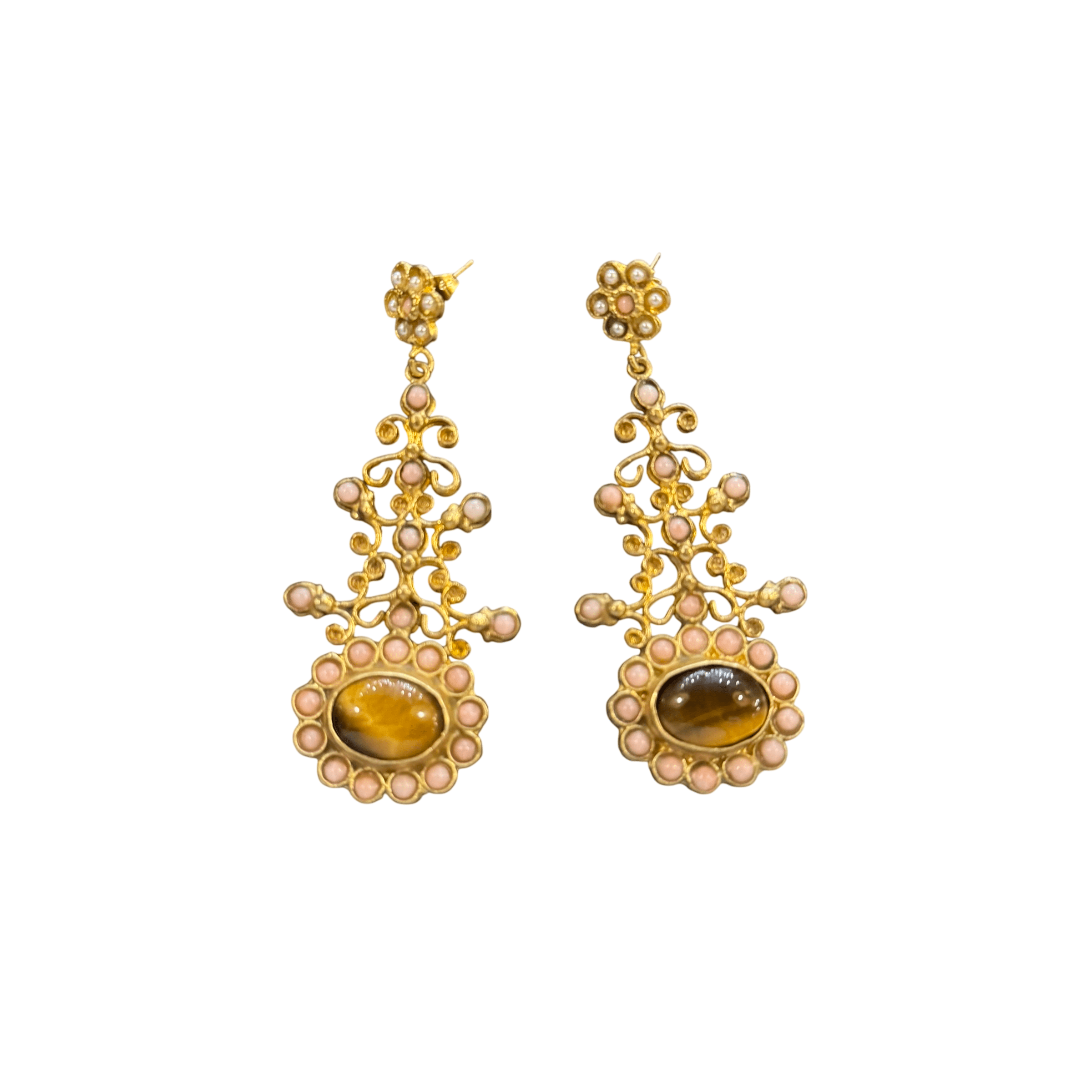 Brass Gemstone Statement Earrings Earrings Eyup Gunduz C 