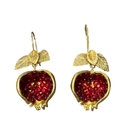 Brass Pomegranate "Seeded" Earrings with Leaf Decoration Earrings Eyup Gunduz 