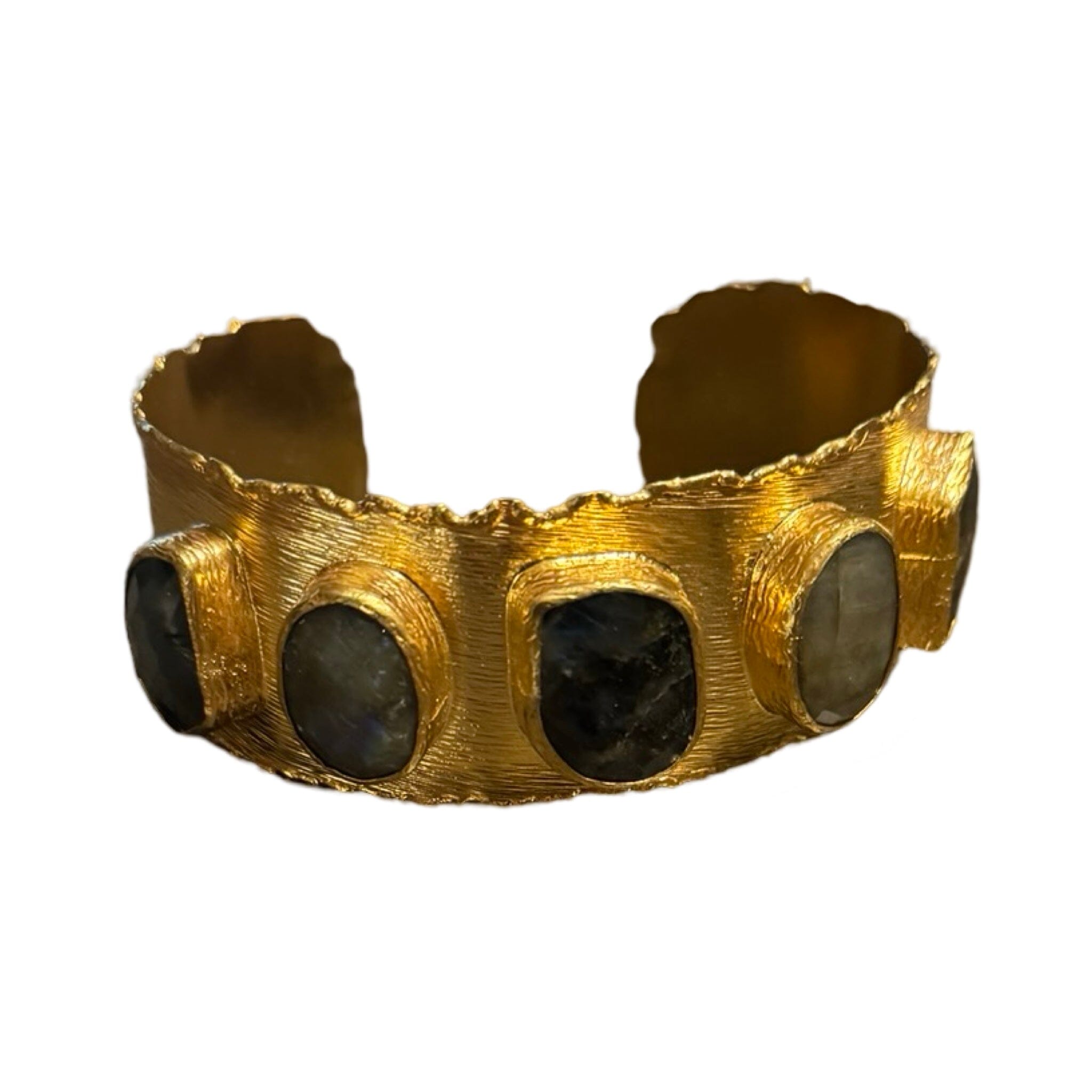 Brushed Brass Cuff with Stones Bracelet Eyup Gunduz Cuff A | #8215 