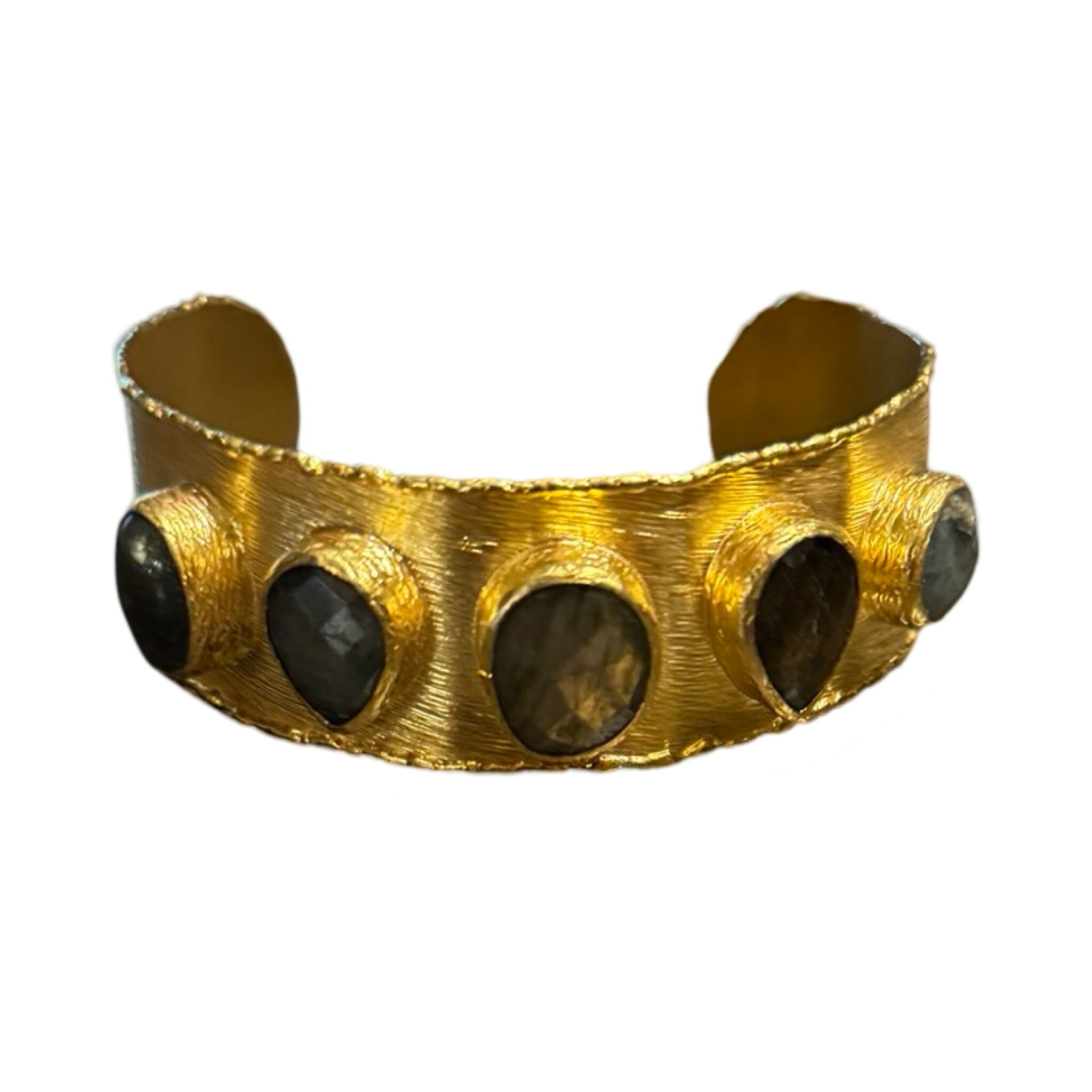 Brushed Brass Cuff with Stones Bracelet Eyup Gunduz Cuff B | #8216 