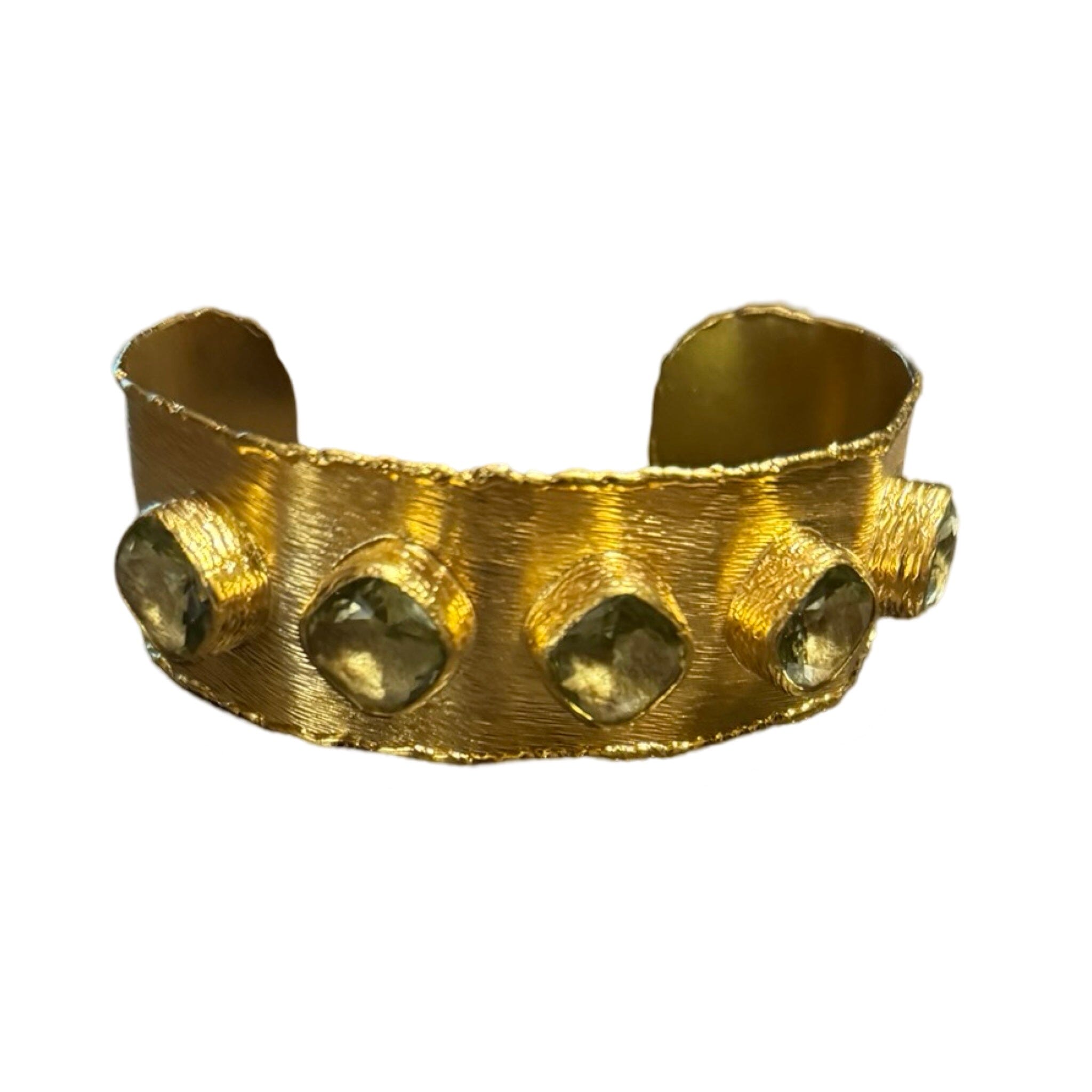 Brushed Brass Cuff with Stones Bracelet Eyup Gunduz Cuff C | #8217 