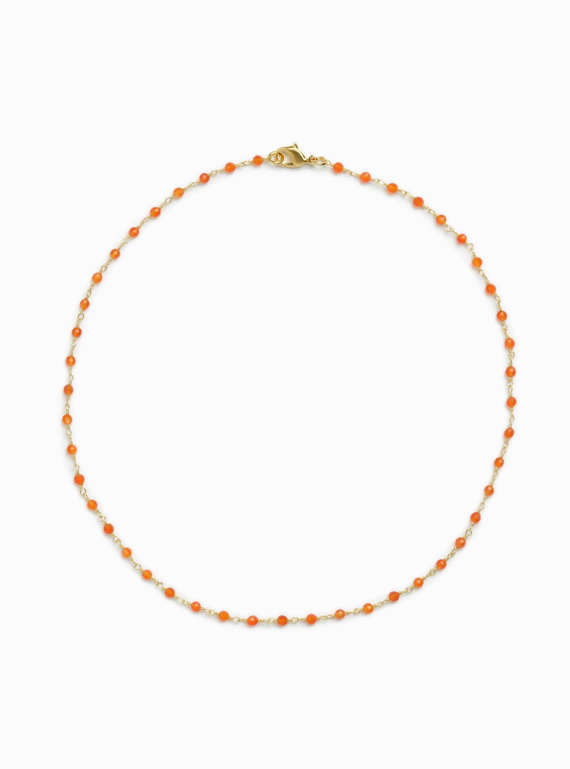 Carnelian Beaded Chain Necklace, 16" Jewelry Fallen Aristocrat 