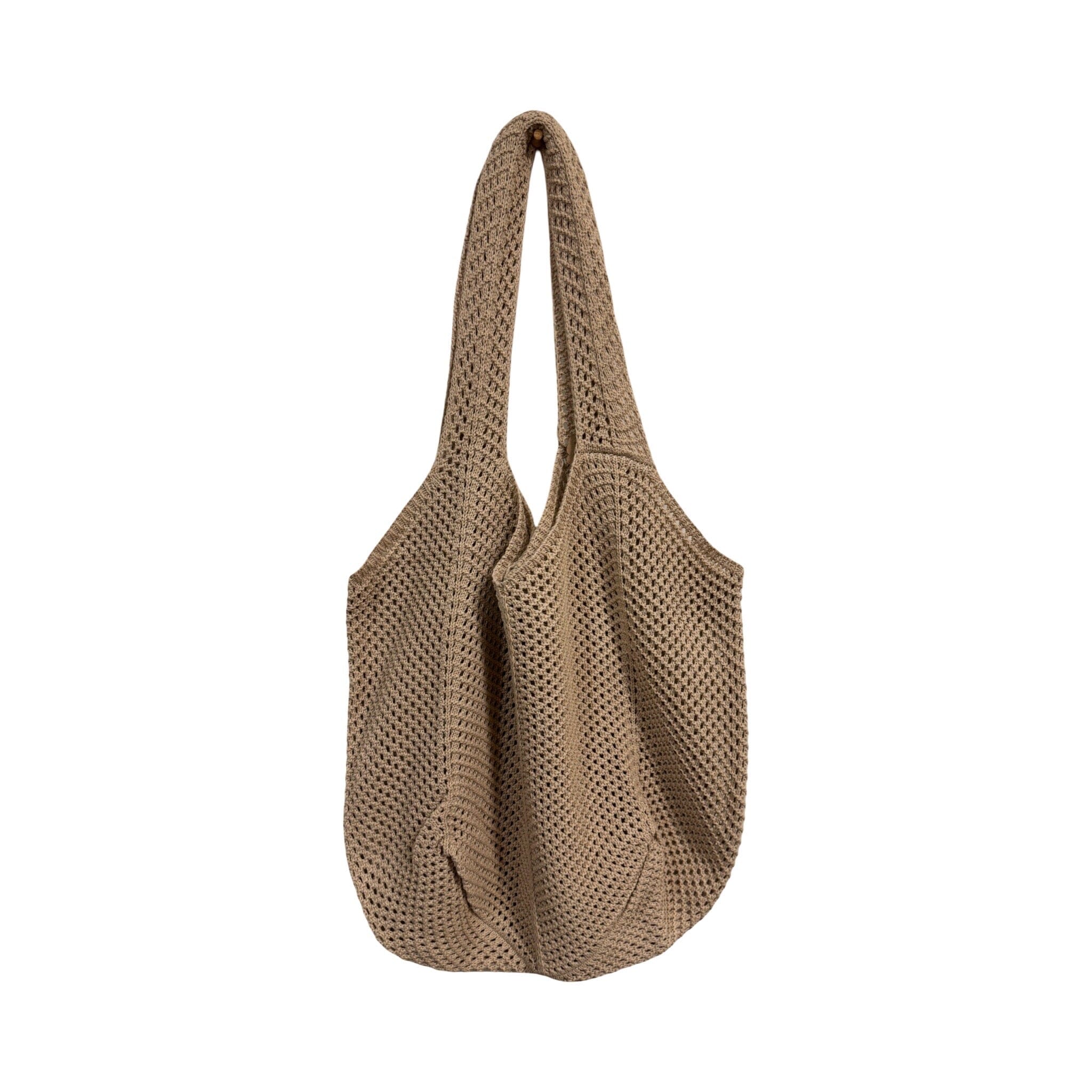 Crocheted Cotton Shoulder Bag Handbag Baanpueng Handmade Shop Tan 