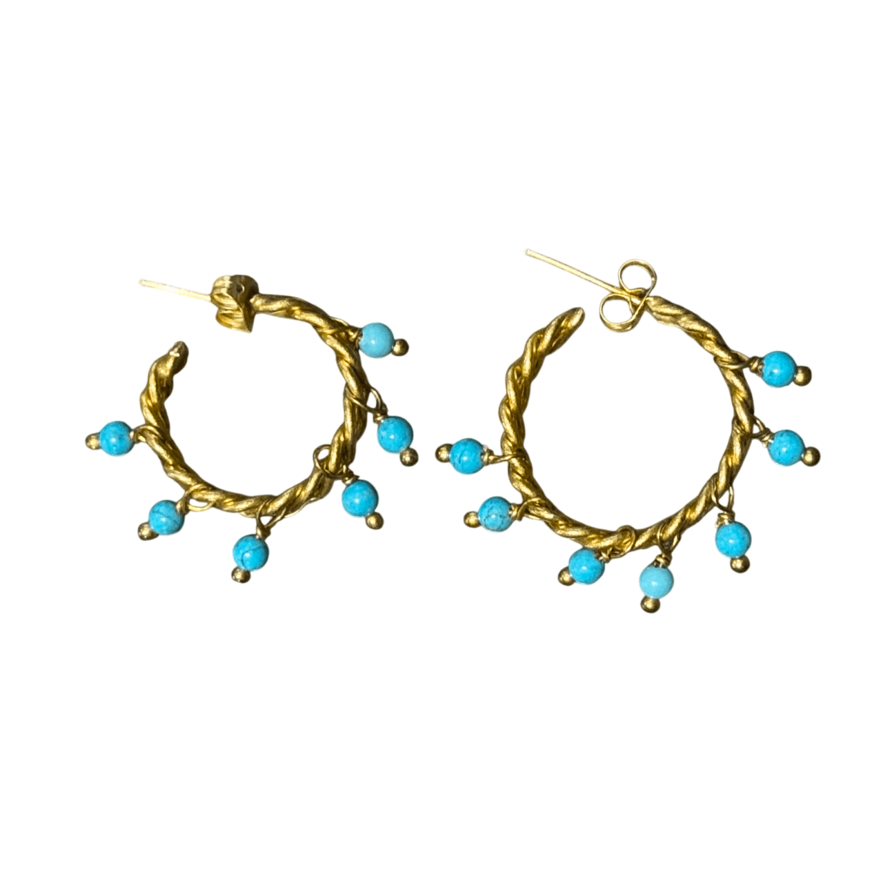 Decorative Brass Statement Earrings Earrings Eyup Gunduz Blue 