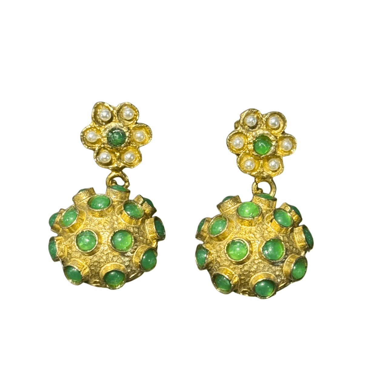 Decorative Brass Statement Earrings Earrings Eyup Gunduz Green 