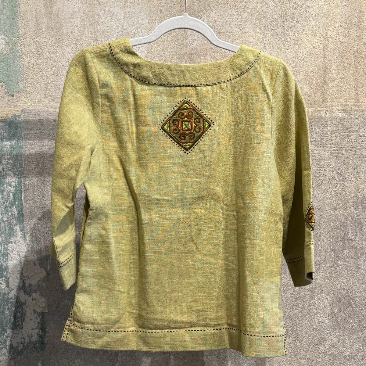 Flax Linen Tunic with Vintage Hmong Batik and Embroidery Tunic Bangkok 