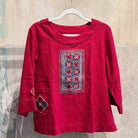 Flax Linen Tunic with Vintage Hmong Batik and Embroidery Tunic Bangkok Crimson | Medium 