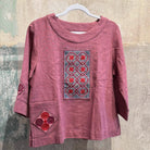 Flax Linen Tunic with Vintage Hmong Batik and Embroidery Tunic Bangkok Dusty Rose | Medium 