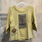 Flax Linen Tunic with Vintage Hmong Batik and Embroidery Tunic Bangkok Leaf Green | Small 